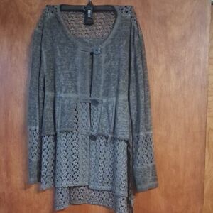 Ali Miles Black and Gray Knit Cardigan